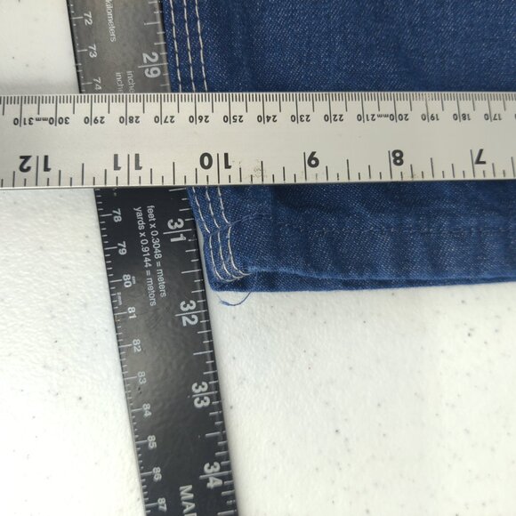 Dickies Overalls Mens 38x32 Blue Denim Bib Workwear Hammer Carpenter Zip Fly - Picture 14 of 16